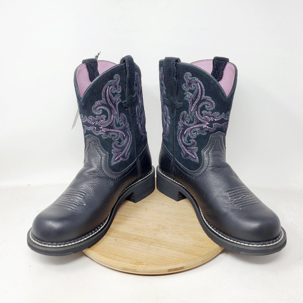 Ariat Fatbaby Boots Womens 7.5 Black Purple Cowboy Western Shoes - Picture 5 of 14
